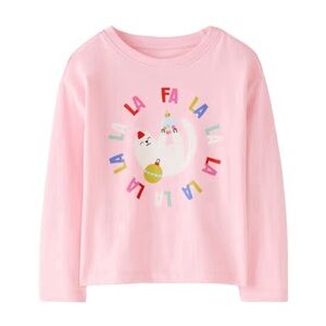 Hanna Andersson Pink Festive Cat Graphic Long Sleeve Tee⭐️